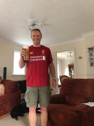 Dad with his annual Father's Day gift the Liverpool shirt 