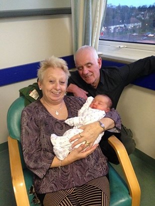 the pride in newly grandads' face ??, with mum, and baby Eloise