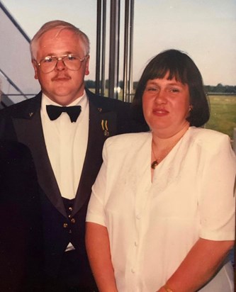 Please feel free to share your memories of Shaun . Photo taken in 1997 with his wife Tricia at the annual Surrey wing dinner and dance. 