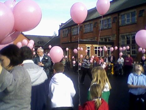 200 pink balloon were released by Chloe,s school friends and family