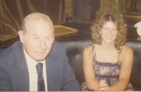 Irene and her dad, Butlins Clacton, August 1976
