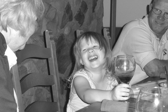 Grandma always told the BEST jokes!  Grandma, Grandpa and Izzy at Olive Garden- 2008