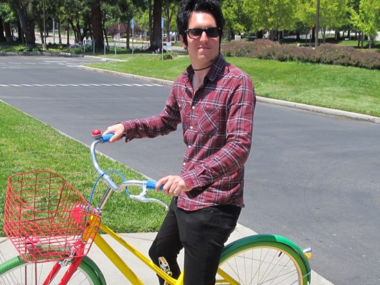Gary on a Google Bike.  Google Campus, Mt. View, California