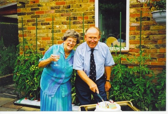 2000 Tony at his 70th Birthday - Tomatoes growing in the background