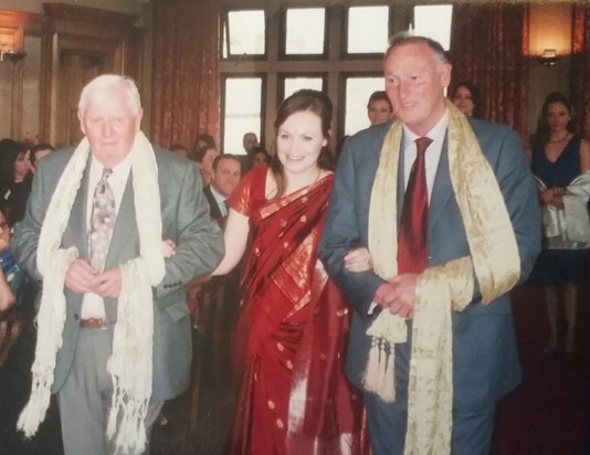Bill and Mike escorting their niece Ellen to the Hindu Ceremony at her wedding to Sameer 20210223 182808