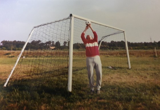 Bill as goalkeeper for team Europcamp in Le-Viex-Port Messanges, France 1985 