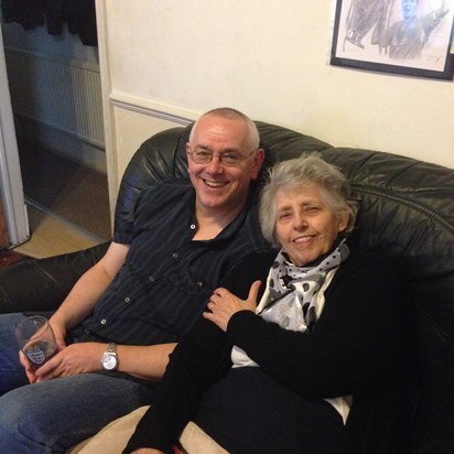 Paul and Mum at Carole's Birthday Party 2015. Held at Joe and Sonia house