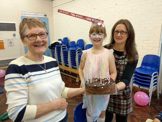 At granddaughter Melody's 7th birthday party in 2019