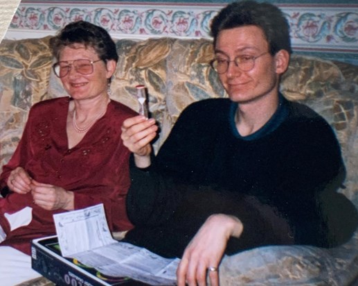 Mum & Son Christmas in the 90s.