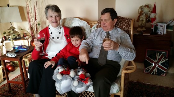With Grandma Mo, Alex and his amazing slippers - 2014