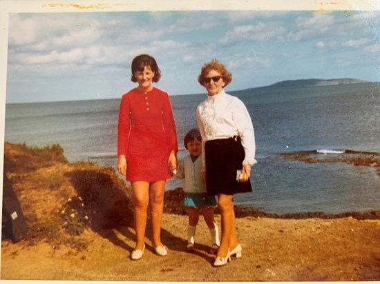 Carmel with Nan Olive & Me (Maureen) at Brittas Bay Ireland think around 1970 