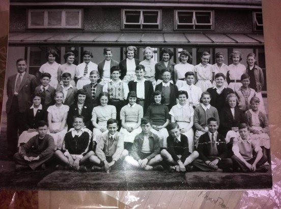 Ronnie at school aged 13, bottom row last on right