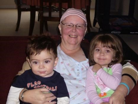 Kathy with her grandchildren Mazen and Reema
