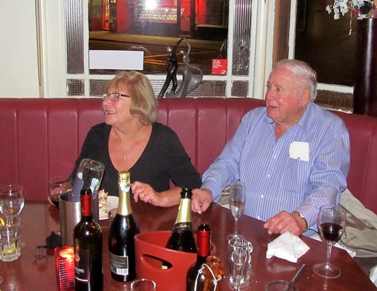 Tony, Janet and family celebrating Tony's 80th birthday