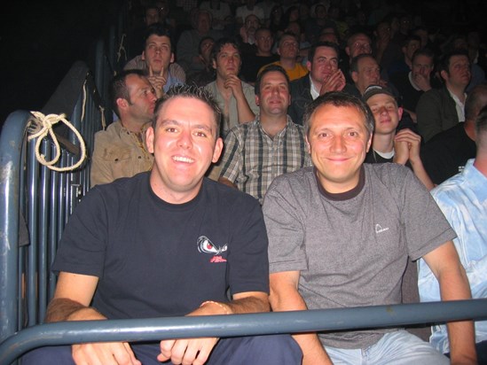 John and Colin waiting to watch Ricky Hatton boxing at Manchester.