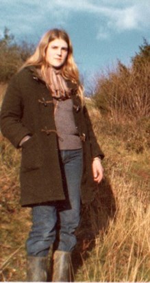 Ali looking serious on the Mendips winter 1979 (Julie Farina)