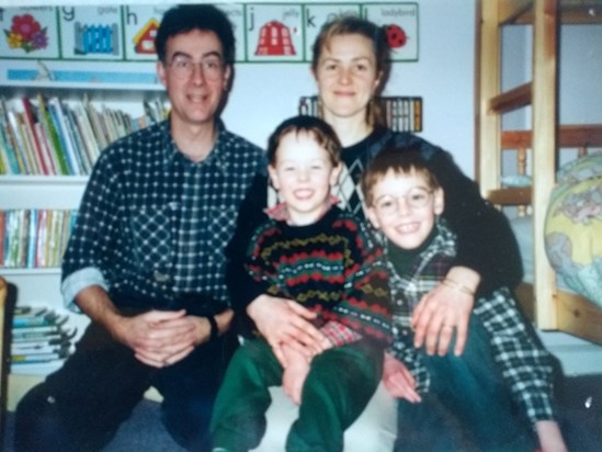 Ali, John and the boys at the house in Bear Close, Woodstock