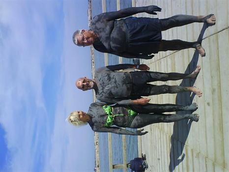 brian, pat and mike ,After bathing in mud,