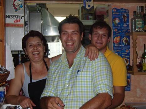 Aris with his Mum and Nikos in Eric's Place Dassia Corfu.