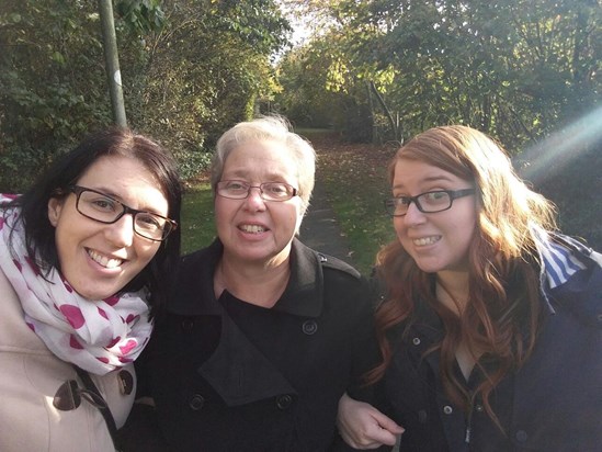 Carol and her daughters just after diagnosis - what an incredible team!