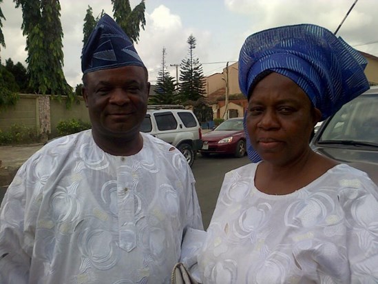 Dad and mum at a  family wedding