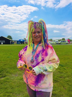 Rainbow Jo at the Lincoln colour run. Captured beauty. Great day out. Love you Jo 11th May 2019 ❤️ Sara xxxxx