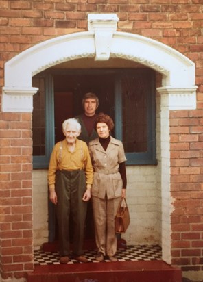 Grandad Thompson, Dad, and big sister Irene-late 70s, early 80s.