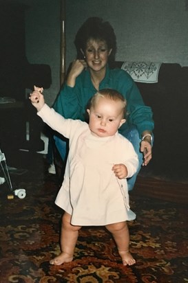 Me as a chubby baby looks like I'm new to walking! Mum behind looking proud xxx