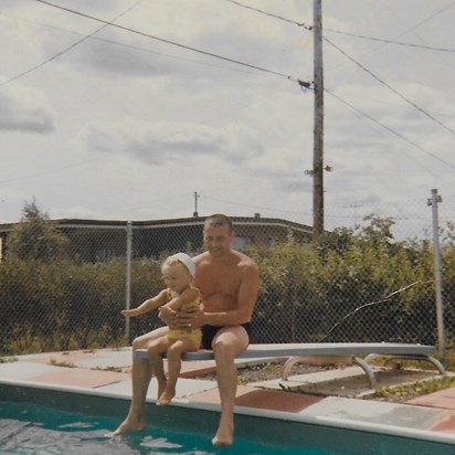 Dad & Deb pool in Canada