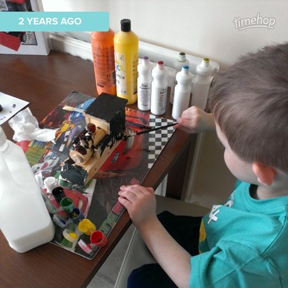 This time two years ago, Zach was painting this train for your Birthday xxx