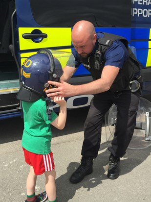 Church family activity day with Mum - you'd have smiled at Zach getting into the Police van ;-)