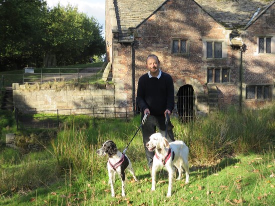 Charles with Carla and Jess his much loved rescue dogs.