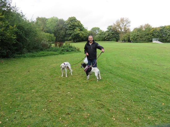 Charlie was so happy when our rescue dogs got home from Greece