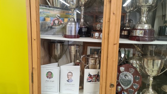 Hunts Kart Racing Club's Tribute to Matt in their Trophy Cupboard 