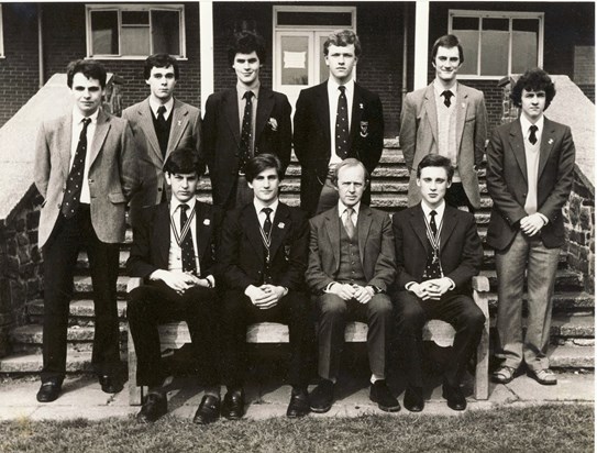 Tony is pictured far left, alongside Manchester Grammar School's senior prefects in 1979/80