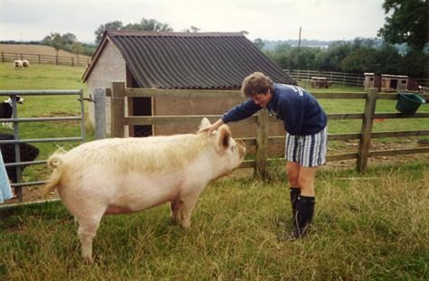 Judith and piggy friend 1995