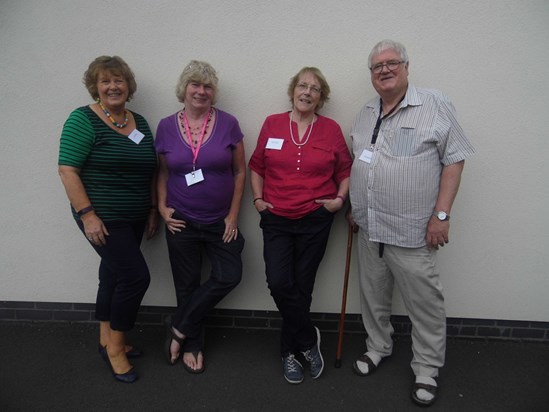 Nicky with her fellow "Crooked Cats" at the RNA Conference in Telford, 2017