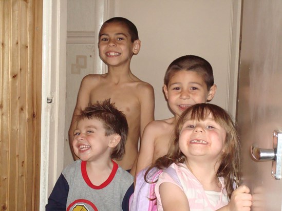 Conner with his brother's and sister.