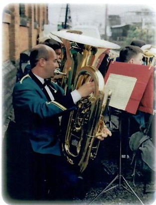 Karl playing with the Band