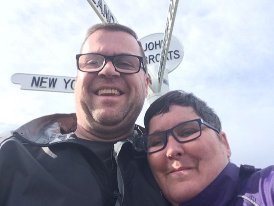 Helen & Mike at John O'Groats (July 2016)