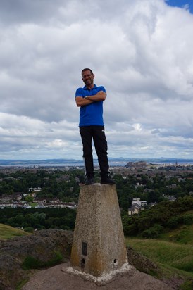 If he could climb it, he would! Blackford Hill, Edinburgh