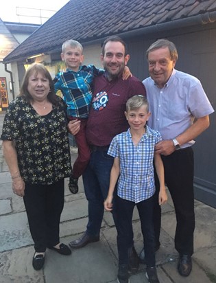 Mum, Dad, Matt, Niall & Rowan at Matt's 40th birthday meal 