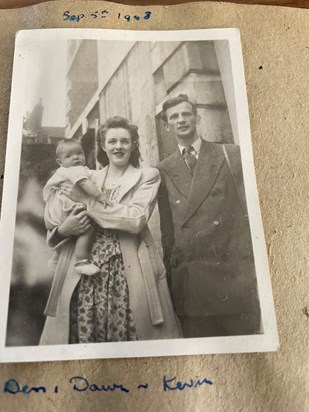 Just thought this was a lovely picture (Kevin with his Mum Dawn and Dad Dennis 1948, 6 months old)