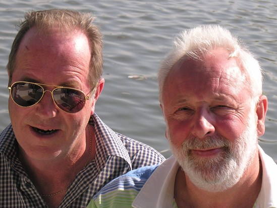Neil and Kev boating on the Thames 