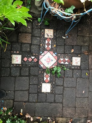 Chris’s Greek Cross he set in our garden path 20 years ago8A165604 A16D 44EE AFDE 659A019CD177