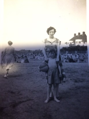 Peter & mum on West Kirby Beach