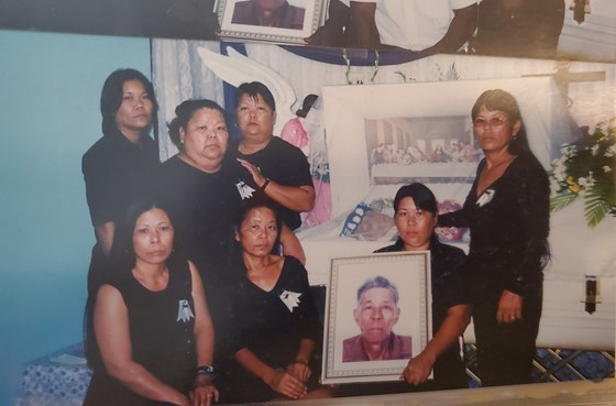 Maria with her sisiters when her father passed away
