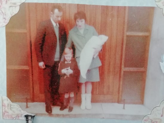 Dad, Mum David and Derek. Derek's christening St Francis Church Leigh Park 