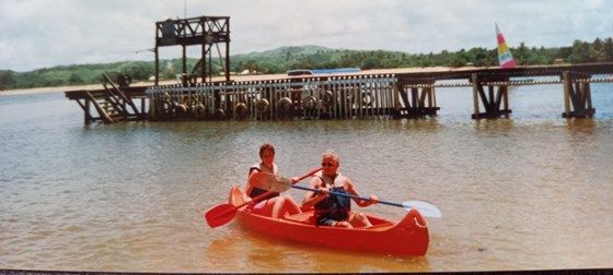Derek & I in a canoe, I loved my father in law xx
