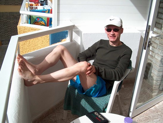 Gwil relaxing on the balcony in Gran Canaria 2004